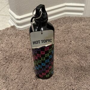 Hot Topic Black and Multicolor rocker Patterned Water Bottle NEW water jug